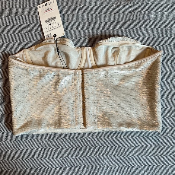 NWT Zara Sequin Bustier Top Size Large - Picture 2 of 10